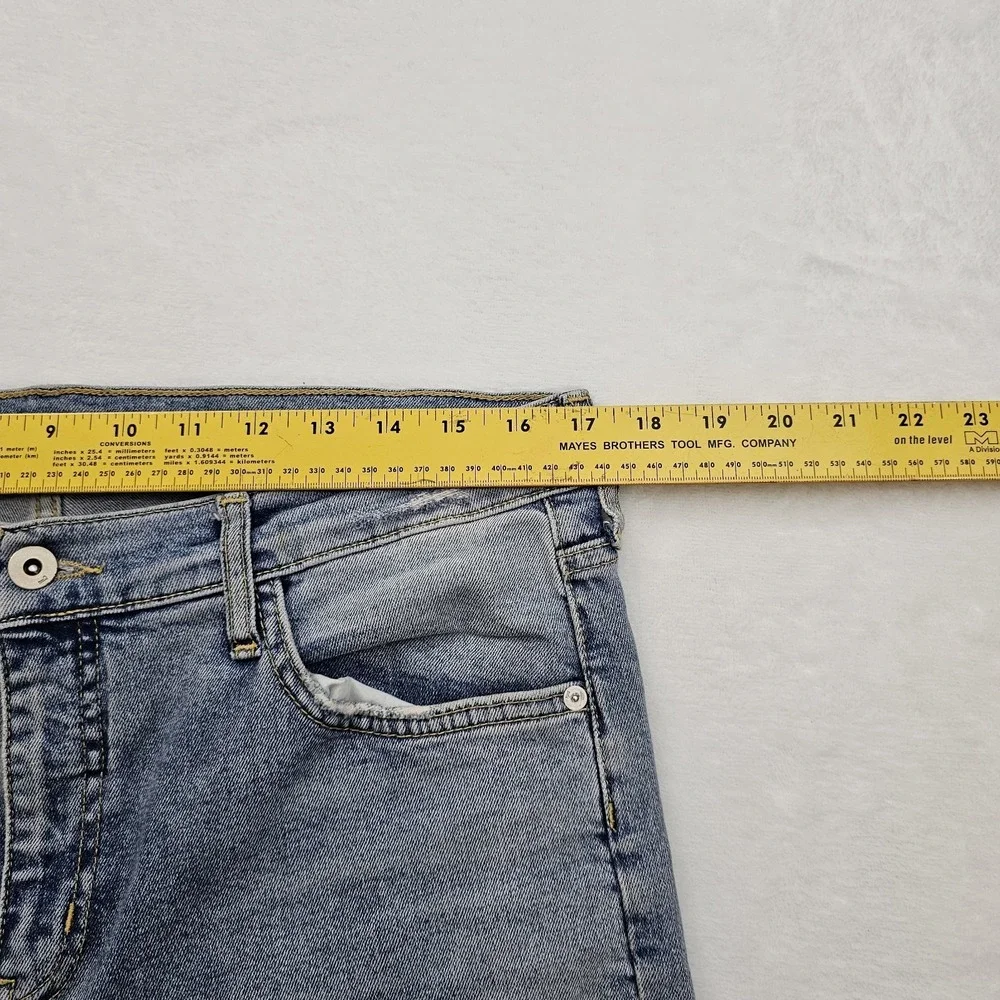 Anthropologie Pilcro Slim Straight‎ Jeans Womens 34W 28L Raw Hem Lace Up Denim